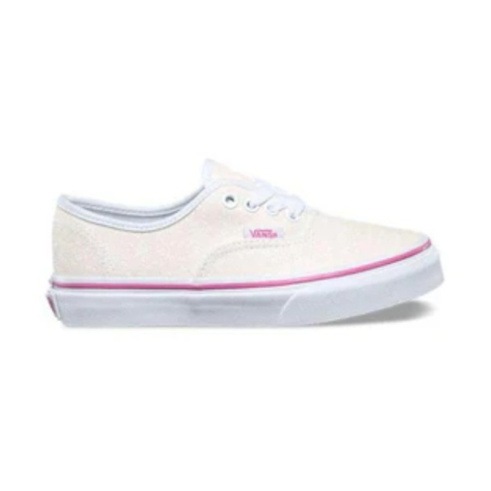 Vans Sneakers Girls 13.5 White Pink Glitter Sparkle Skate Authentic Preppy Shoes